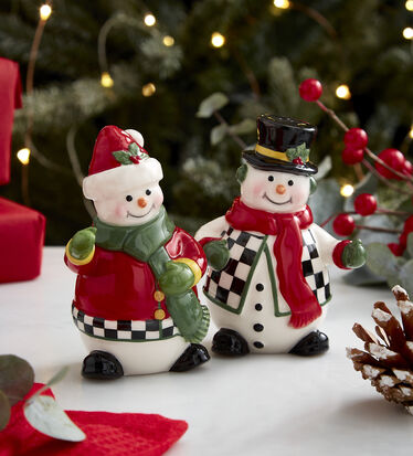 Christmas Tree Figural Snowman Salt and Pepper
